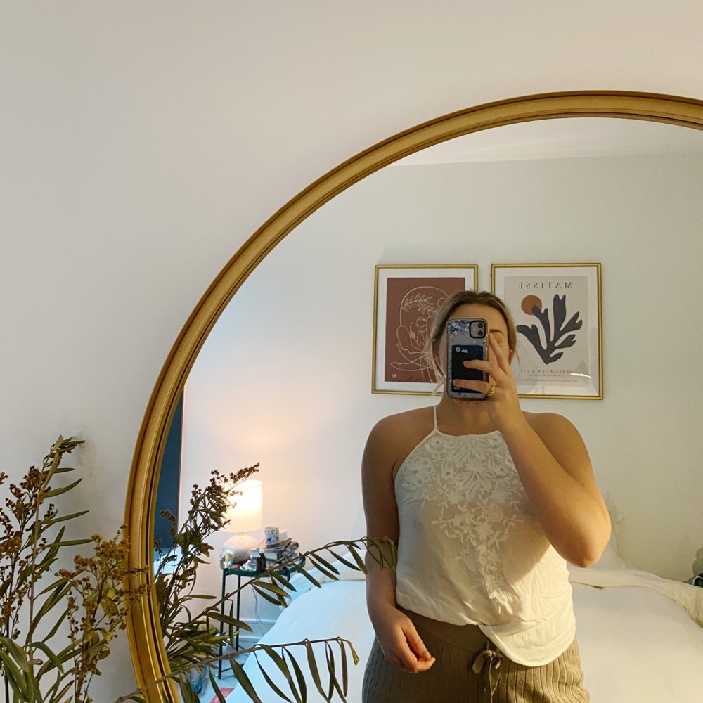 White Embroidered High-neck Shirt